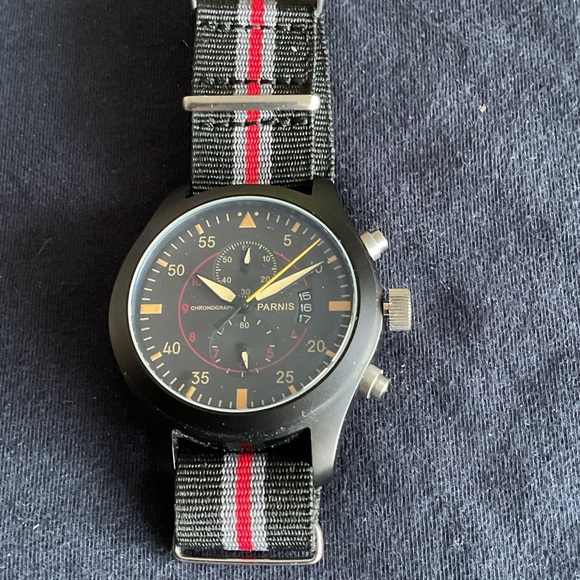 Handsome 42mm Parnis Pilots Quartz Chronograph w Date Matching NATO Strap - Picture 4 of 11